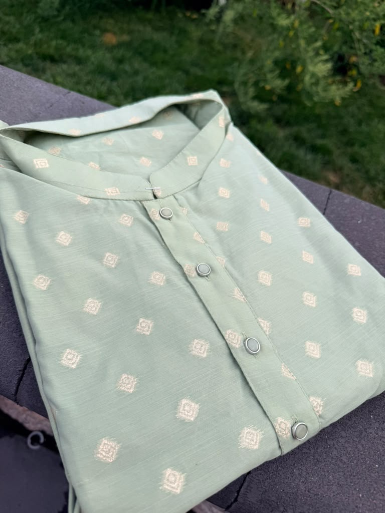 Pista Green Chanderi Butti Royale Kurta Set