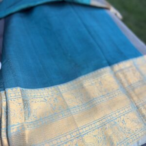 Mayura – Pure Handloom Mangalgiri Pattu Saree 🦚🩶