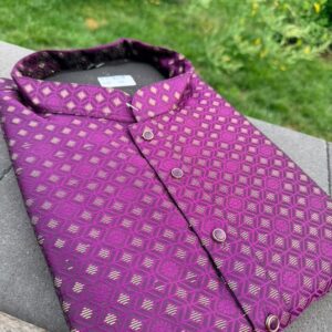 Purple Menβs Designer Silk Kurta with Pajama Pants