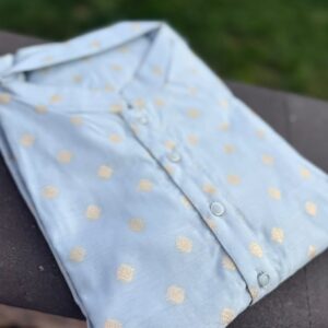 Pastel Blue Chanderi Butti Royale Kurta Set