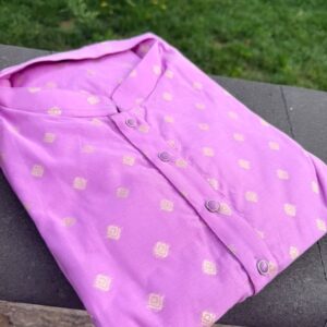 Vibrant lavender-magenta Chanderi Butti Royale Kurta Set