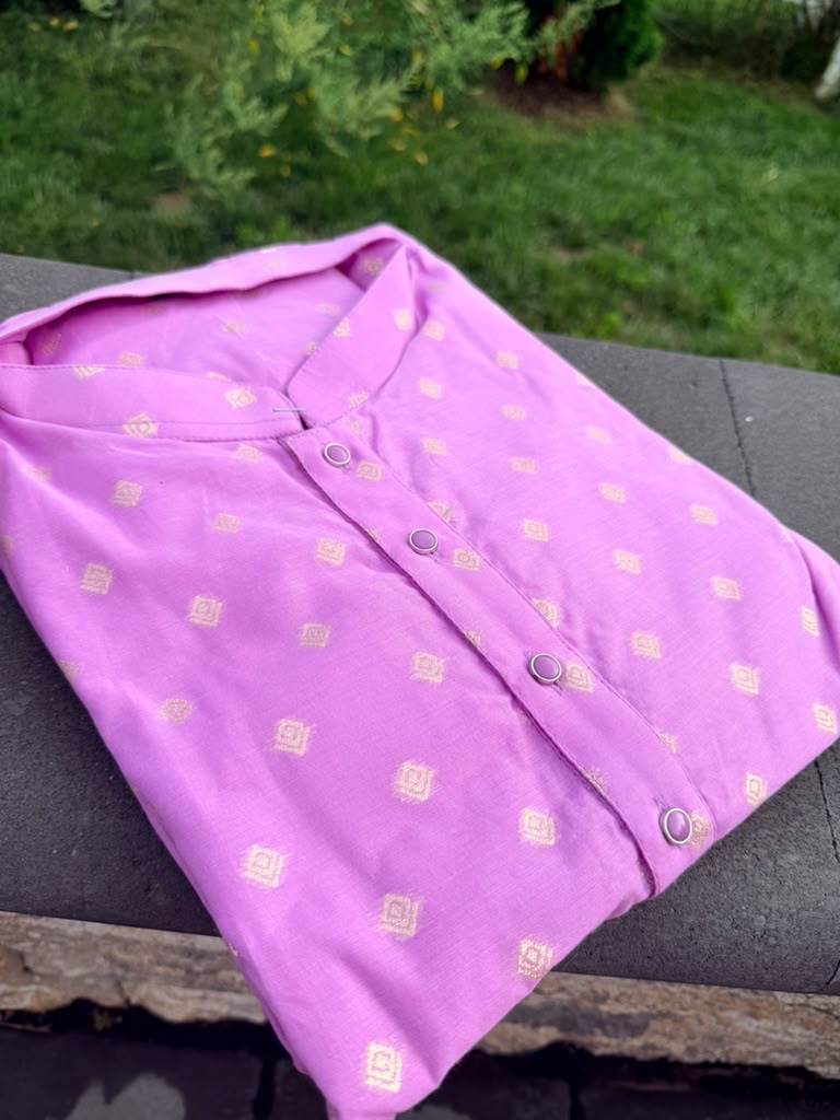 Vibrant lavender-magenta Chanderi Butti Royale Kurta Set