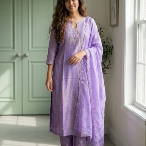 💜 Lavender Violet Shimmer Designer Suit – 3-Piece Set 💜