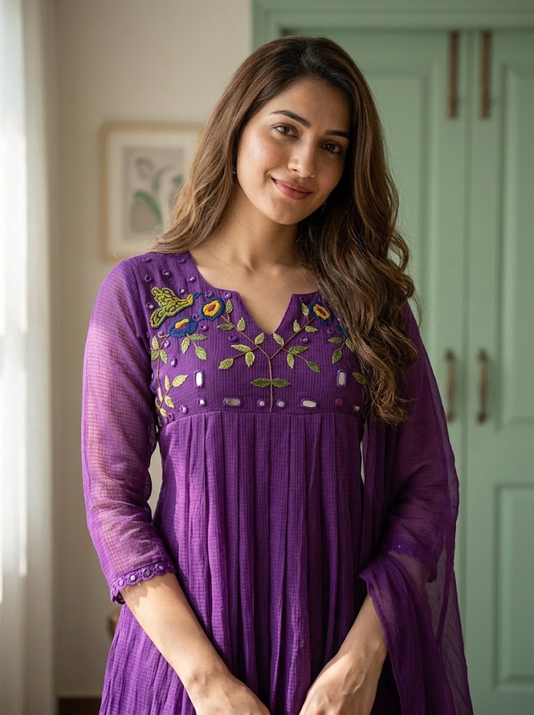 π Elegant Violet Pure Mul Kota Designer Suit π