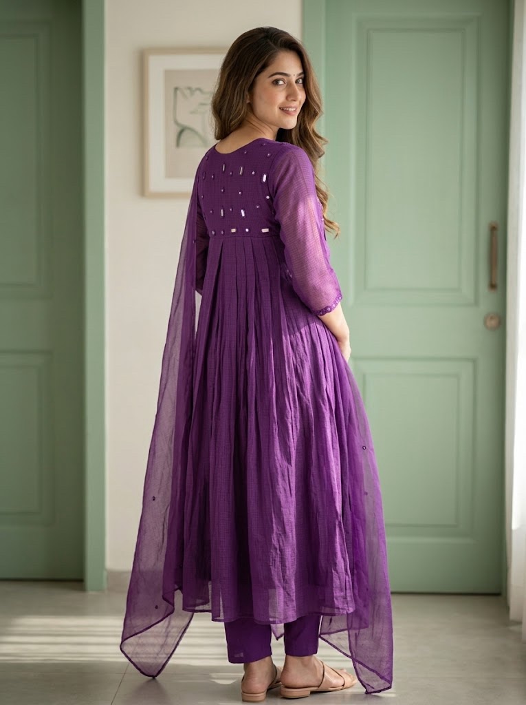 π Elegant Violet Pure Mul Kota Designer Suit π - Image 2