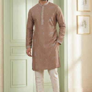 Onion-Toned Men’s Designer Kurta ✨