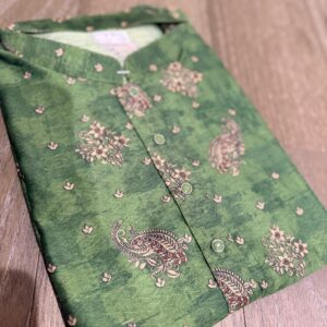 Mehendi Green Men’s Designer Floral Kurta Set with Pajama Pants