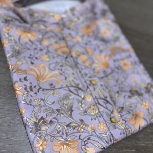 Lilac Men’s Designer Floral Silk Kurta Set with Pajama Pants
