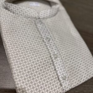 Grey Men’s Designer Silk Kurta Set with Pajama Pants